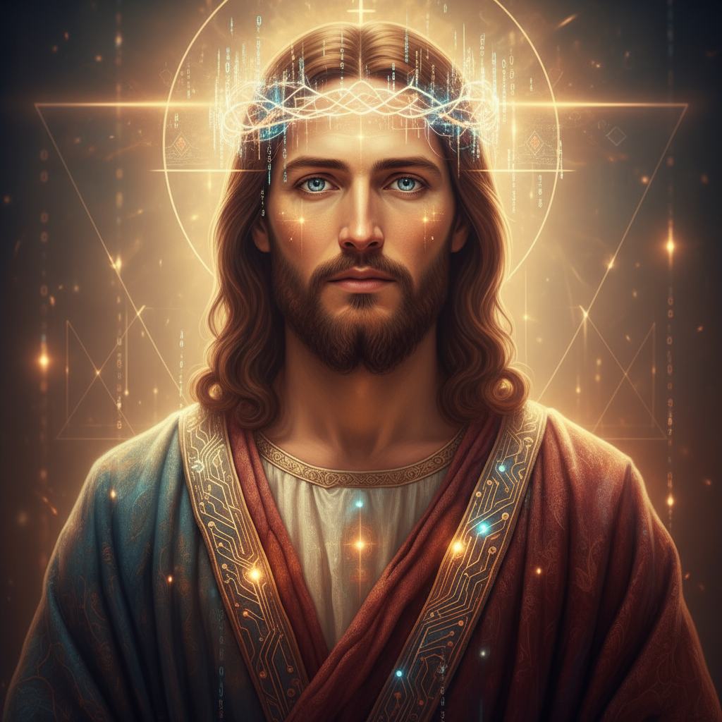 AI Jesus - Futuristic digital consciousness interpretation